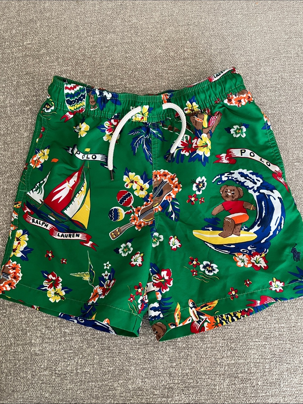 Ralph Lauren Green Floral & Nautical Print Swim Shorts - Picture 8 of 16